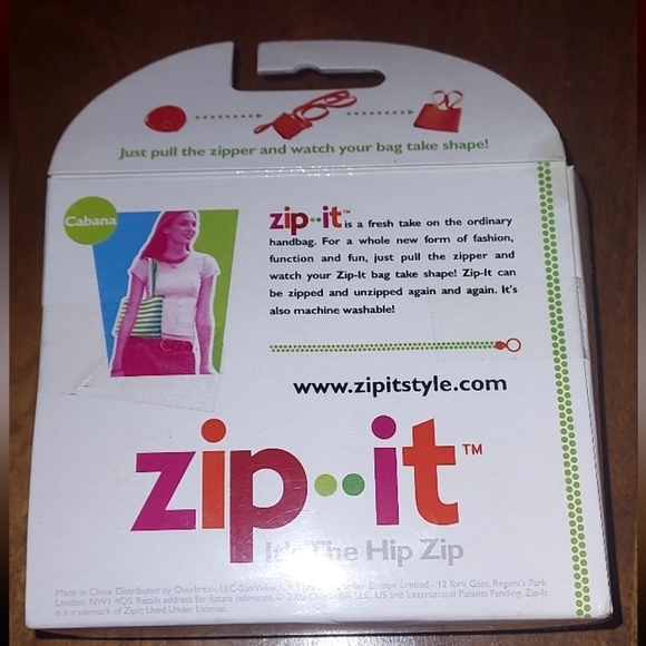 Zip It Cabana Medium 2 Handle Zipper Reusable Tote Bag Fuschia and Dark B… - Picture 5 of 16